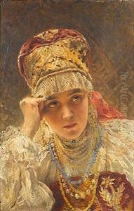 A Young Boyarina by Konstantin Egorovich Makovsky