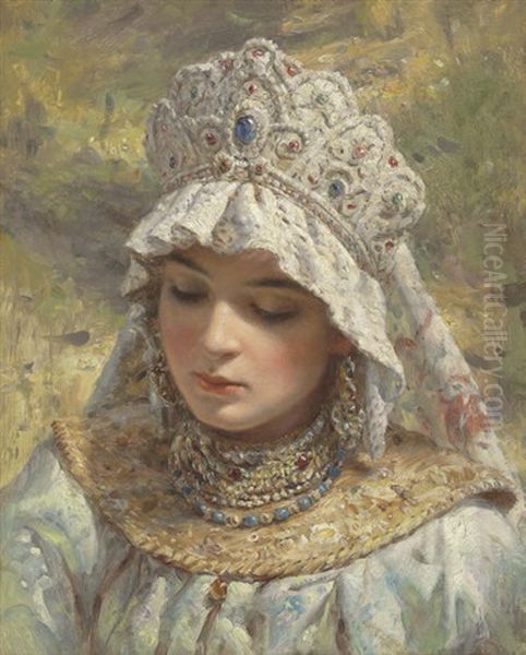Russian Beauty Wearing A Kokoshnik - view 1