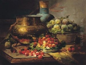 Still Life With Cherries And Plums by Konstantin Egorovich Makovsky