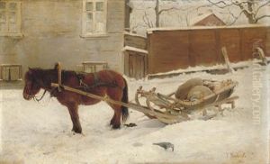 A Horse And Sleigh by Konstantin Egorovich Makovsky