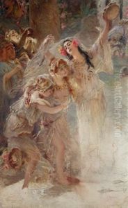 Three Dancers, Study For Death Of Petronius by Konstantin Egorovich Makovsky