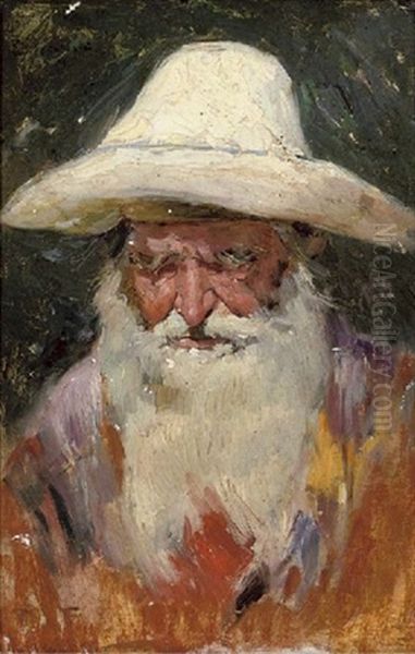 Portrait Of A Bearded Man In A White Hat - view 1