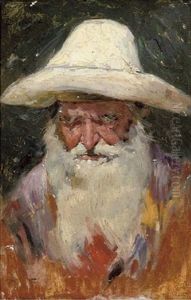 Portrait Of A Bearded Man In A White Hat