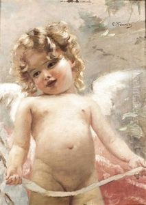 Study For A Putto From 'the Toilet Of Venus' by Konstantin Egorovich Makovsky