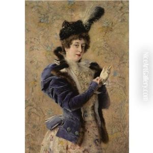 Portrait Of The Artist's Wife Maria Alexeevna Makovsky by Konstantin Egorovich Makovsky