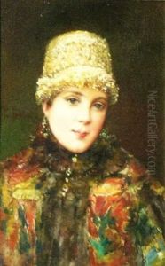 Young Boyarina In A Fur-trimmed Brocade Coat