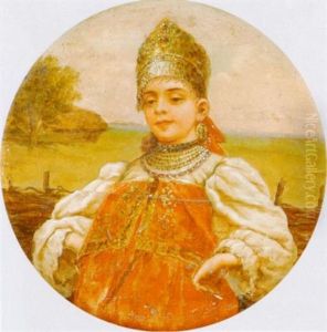 Junge Russin In Tracht by Konstantin Egorovich Makovsky