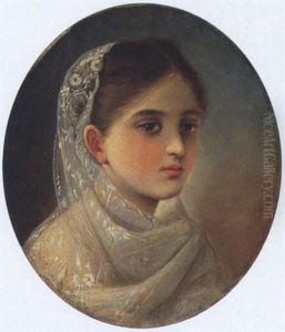 Bildnis Einer Jungen Frau Mit Weisem Spitzenschleier