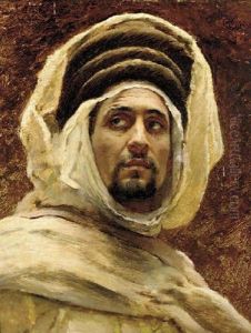 Portrait Of An Arab In An Afghan Hat And A Headdress