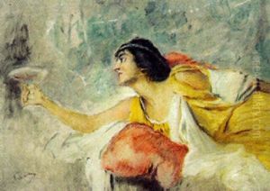Kvinna Med Vinglas by Konstantin Egorovich Makovsky