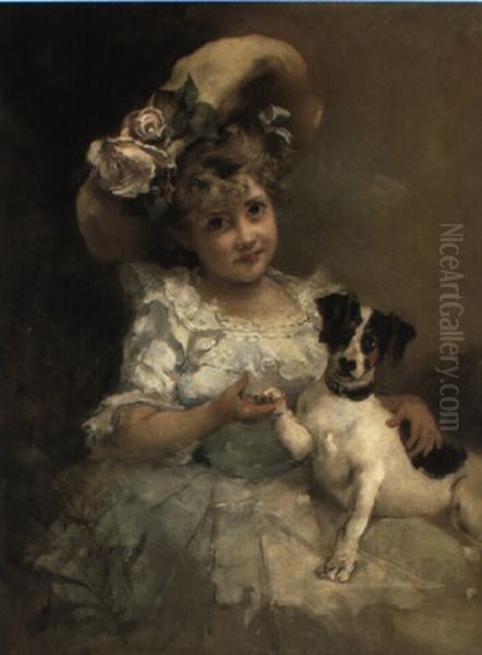 Portrait Of A Young Girl With A Jack Russell - view 1