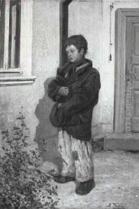 Young Boy Clutching His Jacket And Hat by Konstantin Egorovich Makovsky