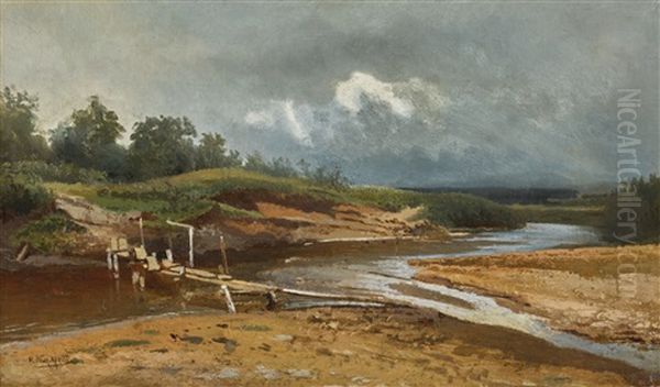 River Landscape With Cloudy Sky - view 1