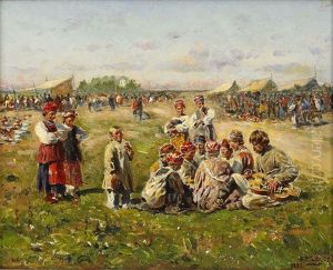 Musicians At The Fair In Little Russia by Vladimir Egorovic Makovsky