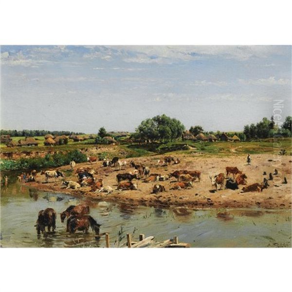 Cattle By The River - view 1