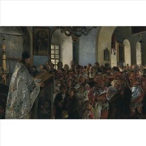 Sermon In An Ukrainian Village Church by Vladimir Egorovic Makovsky