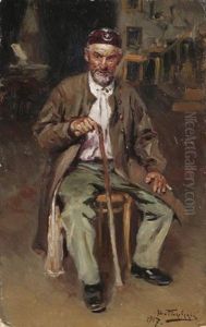 Bildnis Eines Alten Tschetschenen In Interieur by Vladimir Egorovic Makovsky