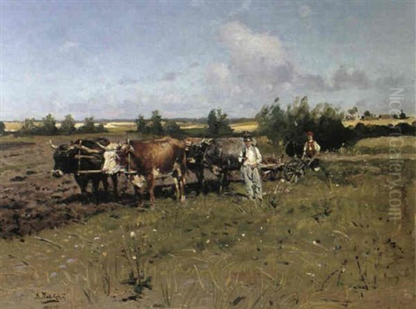 Ploughing With Oxen - view 1