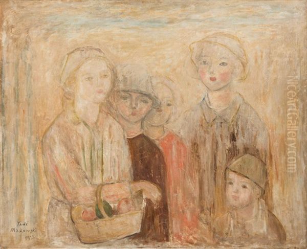 Group Of Children With A Fruit Basket - view 1
