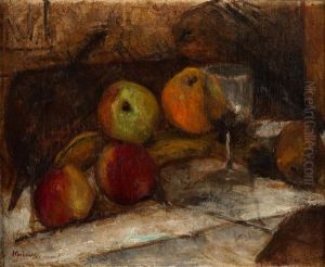 Martwa Natura Z Kieliszkiem I Jablkami by Tadeusz (Tade) Makowski