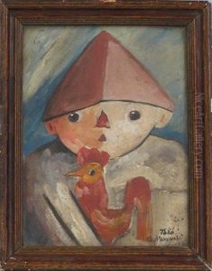 Child With Rooster by Tadeusz (Tade) Makowski