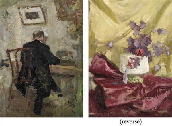 A Gentleman At His Desk (+ Still Life With Flowers, Verso) - view 1