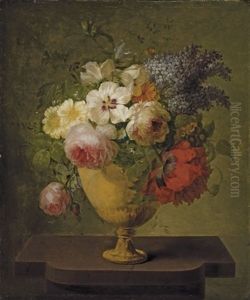 Roses, Lilas Et Autres Fleurs Dans Un Vase by Joseph-Laurent Malaine