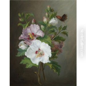 A Still Life Of A Bouquet Rose Of Sharon by Joseph-Laurent Malaine