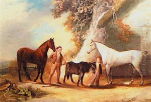Master Charles Headlon And His Pony With Horses At Jesmond Dean