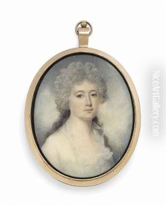 A Young Lady, In White Dress, Her Powdered Hair Partially Upswept; Sky Background by Edward Greene Malbone