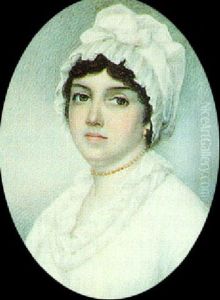 Mrs. James Sinkler (nee Margaret Cantey), Wearing White Dress With Frilled Collar And Matching Bonnet