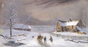 Winterlandschaft Mit Reisigsammlern Und Hausern Winterlandschaft Mit Reisigsammlern Und Hausern
