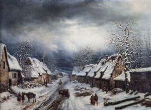 Paysage De Neige Huile Sur Toile Signee En Bas A Droite Et Datee 1836 Rentoilage