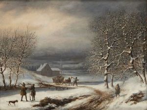 Paysage Avec Un Fleuve Et Un Convoi, Paysage Avec Un Fleuve Et Un Coucher De Soleil (pair)