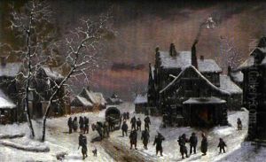 Soldats Traversant Un Village Enneige Soldats Traversant Un Village Enneige