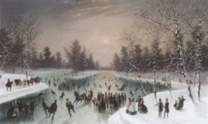 Skaters In A Snowy Landscape by Louis-Claude Malbranche