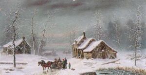 Skaters Near A Village In Winter by Louis-Claude Malbranche