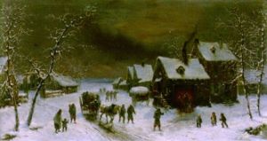 Verschneites Dorf Mit Durchziehenden Soldaten by Louis-Claude Malbranche