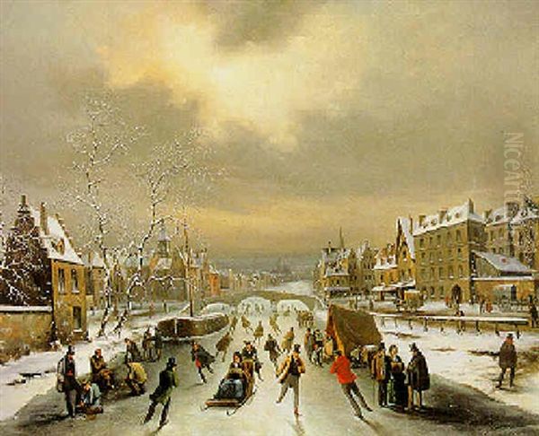 Skaters On A Frozen Canal - view 1