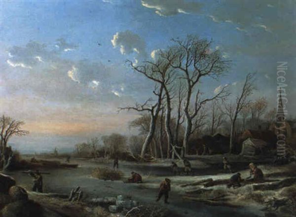 Hollandische Winterlandschaft Mit Eislaufern - view 1