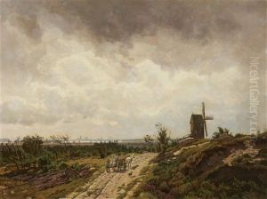 Summer Scene With A Mill And A View Of Schwerin by Karl Malchin