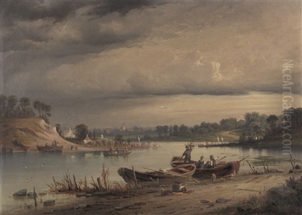 Flussufer Mit Fischern (am Stettiner Haff) - view 1