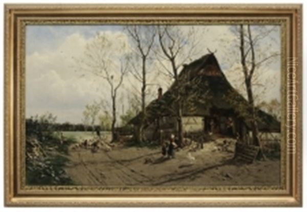 Landscape With Barn, Figures, Chickens And Shepherd - view 1