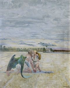 Angel And Shepherd Boy by Jacek Malczewski
