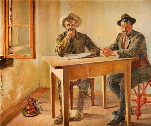Mieczyslaw Gasecki Z Przyjacielem Siedzacy Przy Stole - view 1