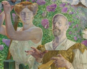 Self-portrait With Muse And Buddleia by Jacek Malczewski