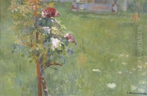Gartenlandschaft Mit Bluhendem Rosenbaumchen by Jacek Malczewski