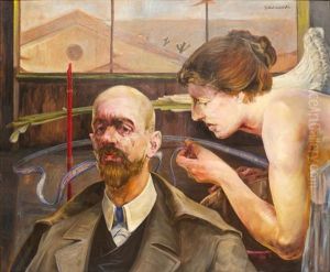 Autoportrait A L'ange Ou L'annonciation by Jacek Malczewski