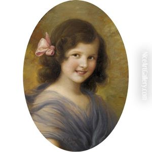 Portrat Eines Madchens Mit Rosafarbener Haarschleife