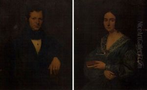 Portrait D'homme (+ Portrait De Femme; Pair) by Alexis Joseph Louis De Malecy